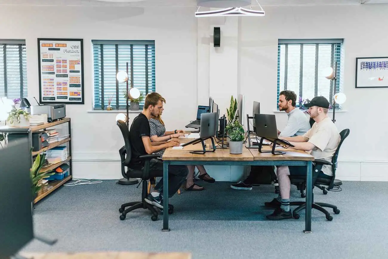 Team of developers, working in a web agency